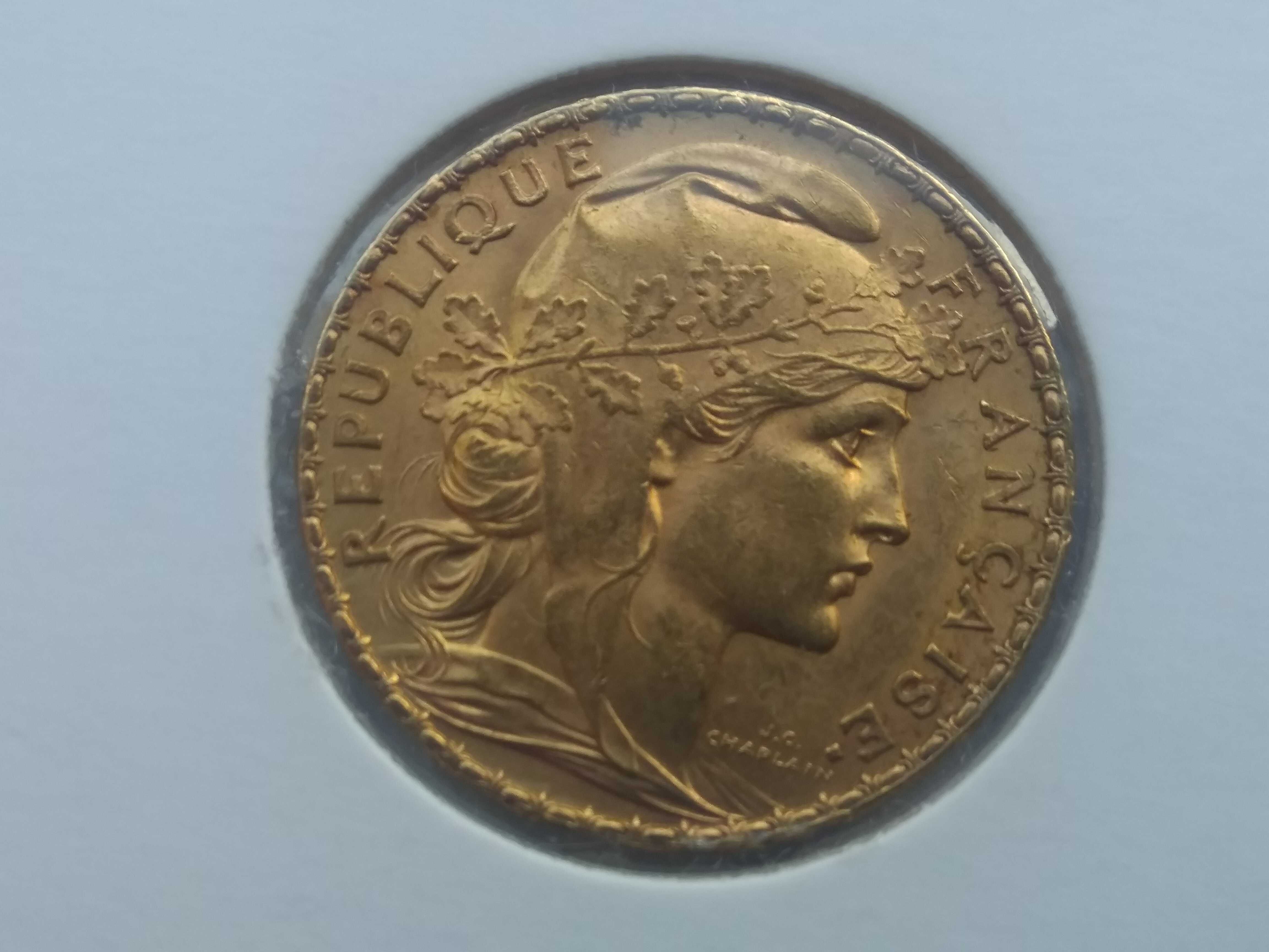 1911 Francja, III Republika, KOGUT - 20 franków, Au 900, 6,45 g,stan 2