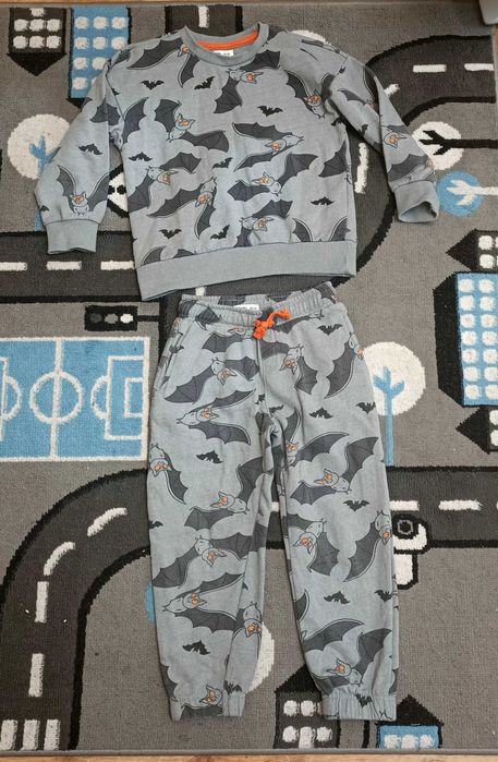 Komplet dresów, spodnie, bluza, 122, szara, nietoperz