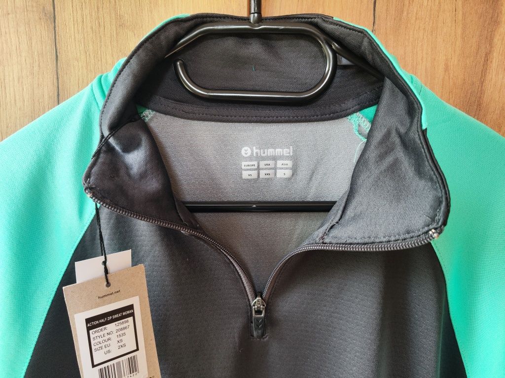 Bluza sportowa zamek 1/4 Hummel, damska, rozmiar XS, nowa z metką. Wym