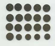 Coleção de 21 moedas de 20 Centavos (Bronze)