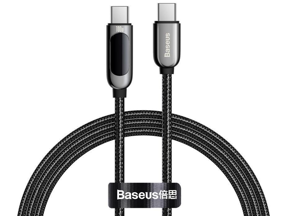 Kabel 1m Baseus przewód USB-C Type C z miernikiem prądu PD 5A 100W