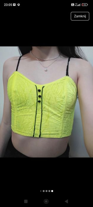 żółty neonowy welurowy top XS S rave wixapol