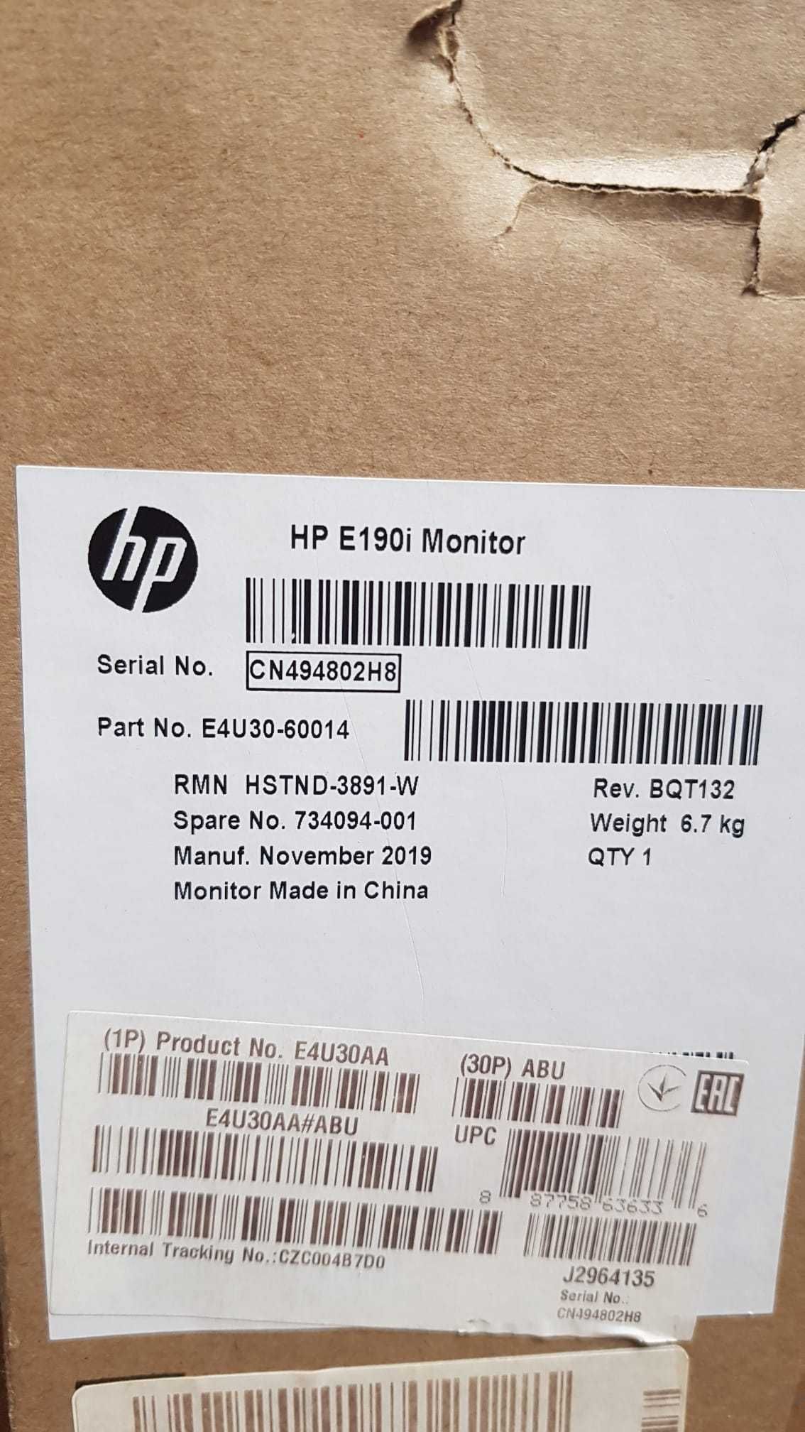 *Novo* Dentro da caixa * Monitor / Ecrã HP EliteDisplay E190i