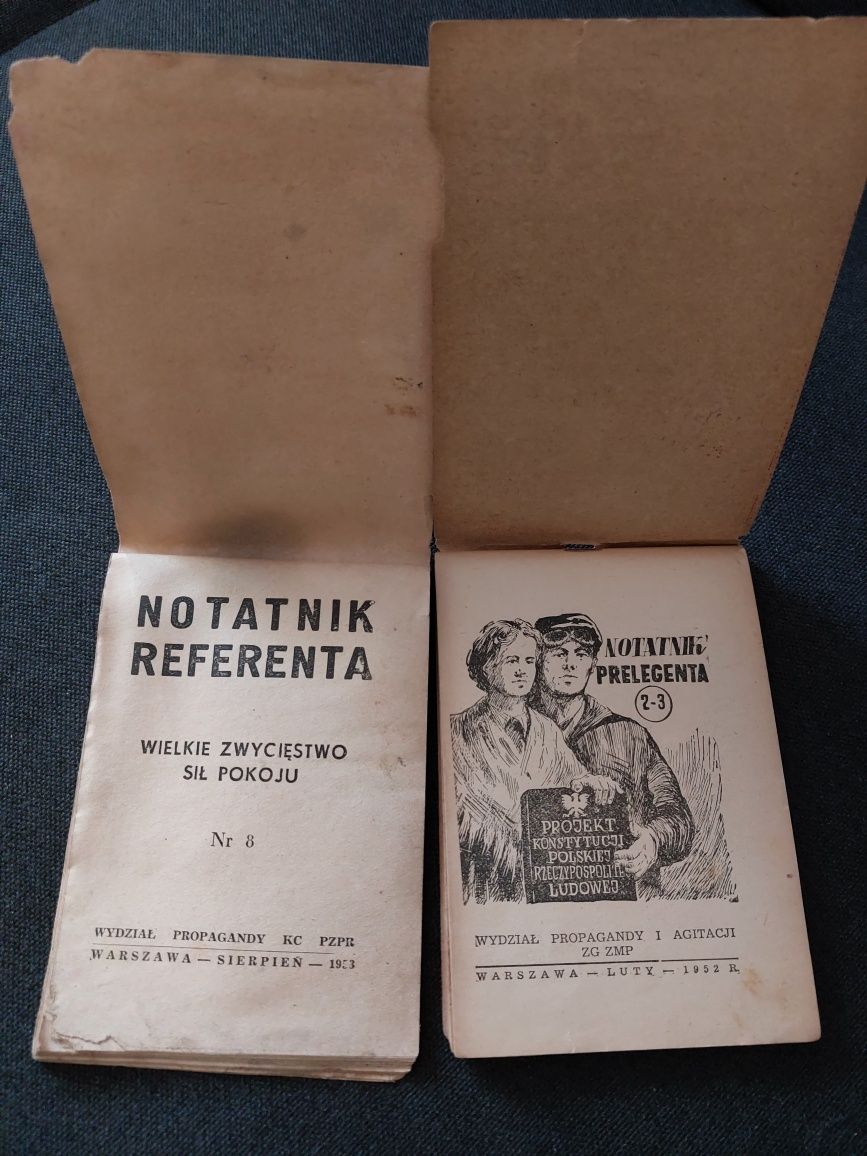Notatnik referenta i Notatnik prelegenta  rok wydania 1952 i 1953