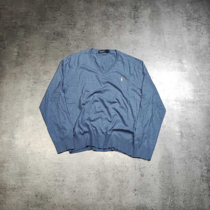MĘSKI Premium Sweterek 15%Kaszmir Elegancki Błękit Polo Ralph Lauren