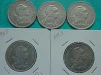 875 - Repúb: 1 escudo 1962, 1964, 1965, 1966, 1968 alpaca, por 5,00