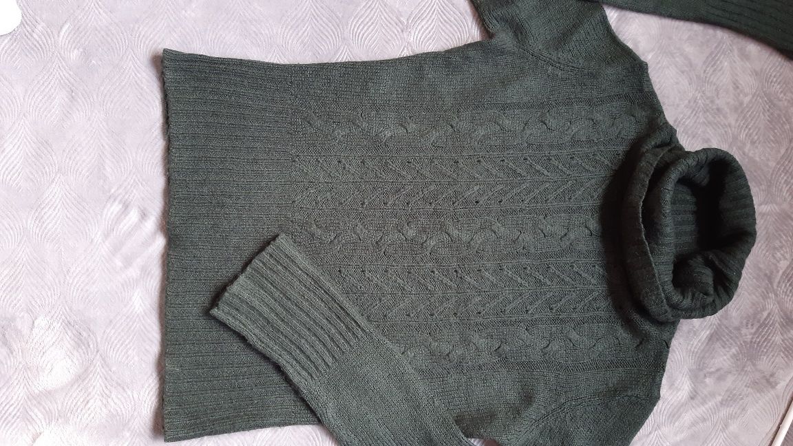 Sweter Vintage butelkowa zieleń M