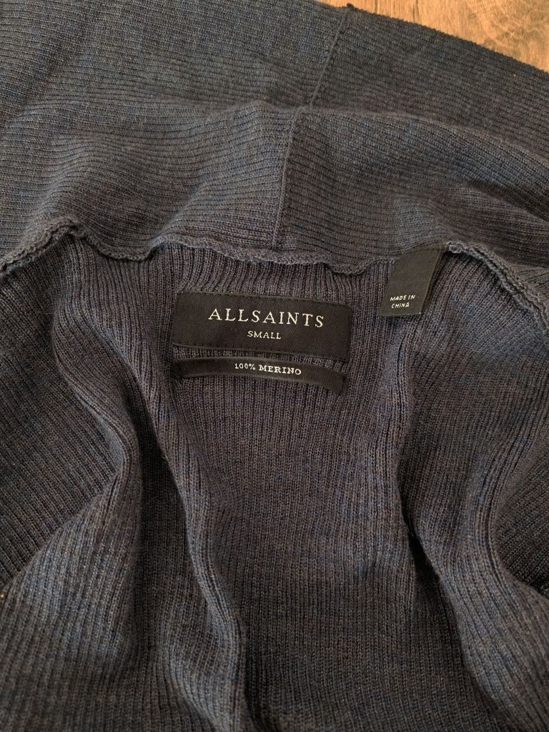 Sweter kardigan wełniany 100% wełna merino AllSaints rozmiar S