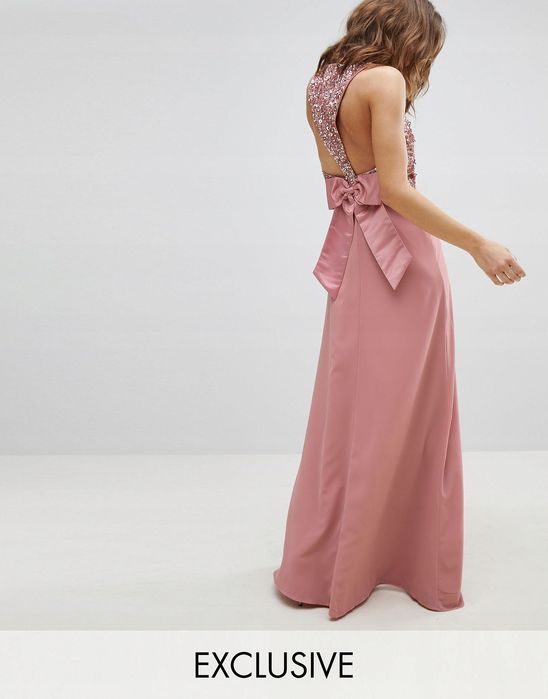 Maya Deluxe 32 Xxs Zdobiona Sukienka Maxi Pink J23289