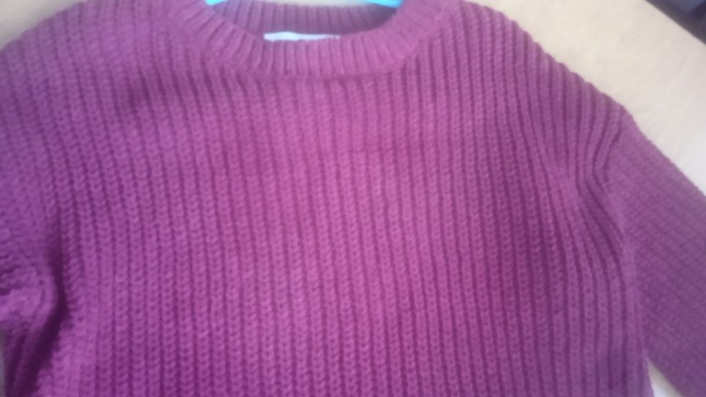 Sweter z szenili H&M 122/128 ciemnoczerwony