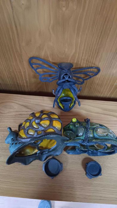 Conjunto de 3 lanternas de velas em ferro e vidro