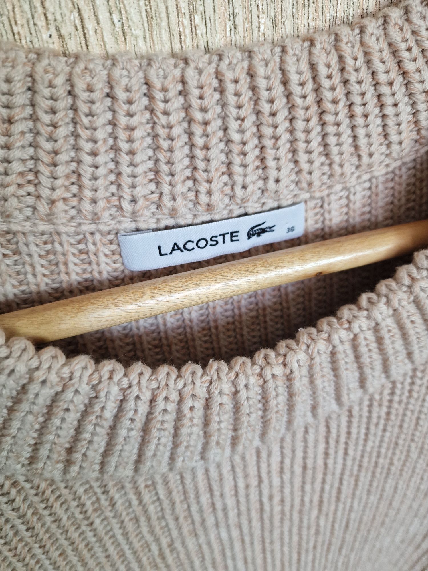 Стильний светр крупна вязка з накладними карманами Lacoste,  оригінал