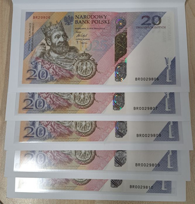 Zestaw 5 sztuk 20 Złotych 1000 lecie koronacji Bolesława Chrobrego