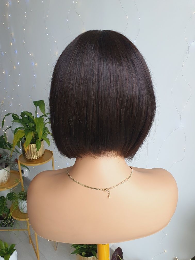 Peruka naturalna ciemny brąz Basia bob