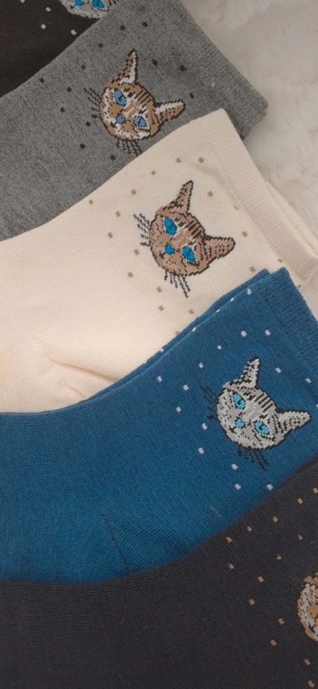 Skarpetki damskie kot kotek 39-42 głowa kota Mix pakiet 5 par