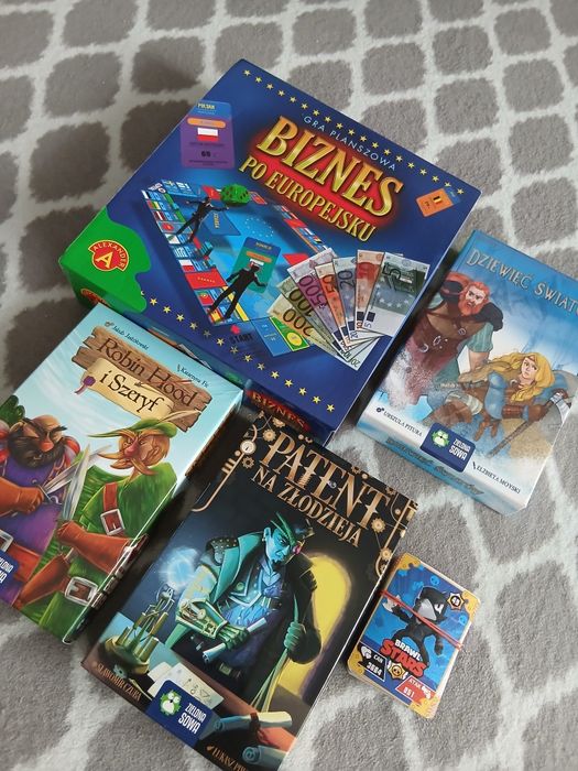 Gry planszowe dla dzieci zestaw 5gier plus karty brawl stars 62szt