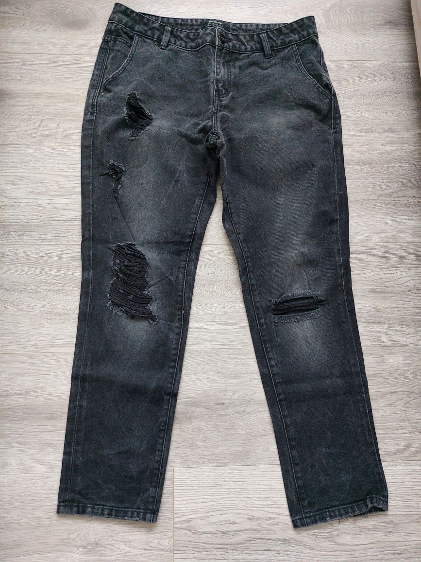 Stradivarius spodnie jeans przetarcia dziury 38