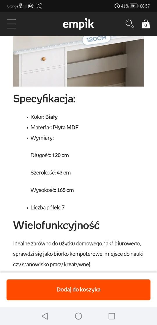Białe biurko z nadstawką