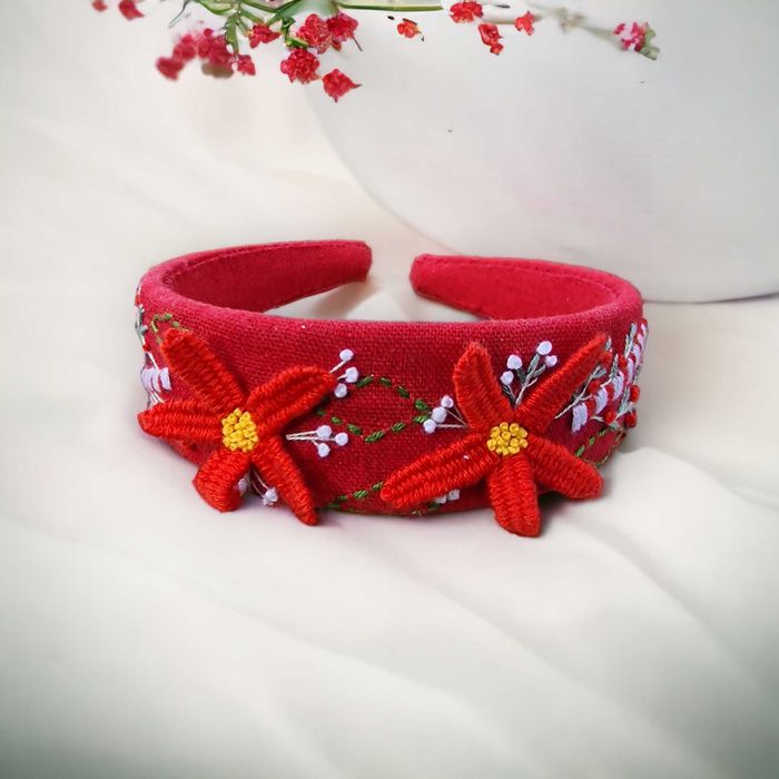 3D Hand embroidered headband - Christmas theme