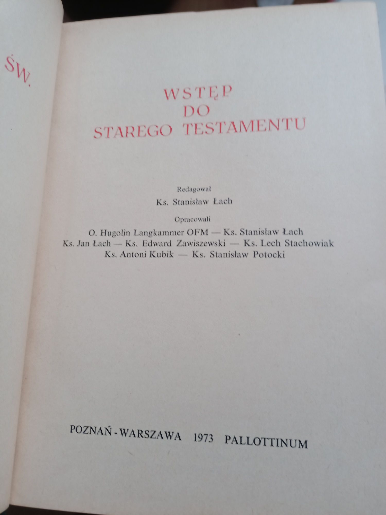 Pallottinum - Wstęp do Starego Testamentu – 1973