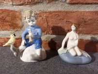 Porcelanowe Figurki Lippelsdorf Grajek, Akt Kobiety