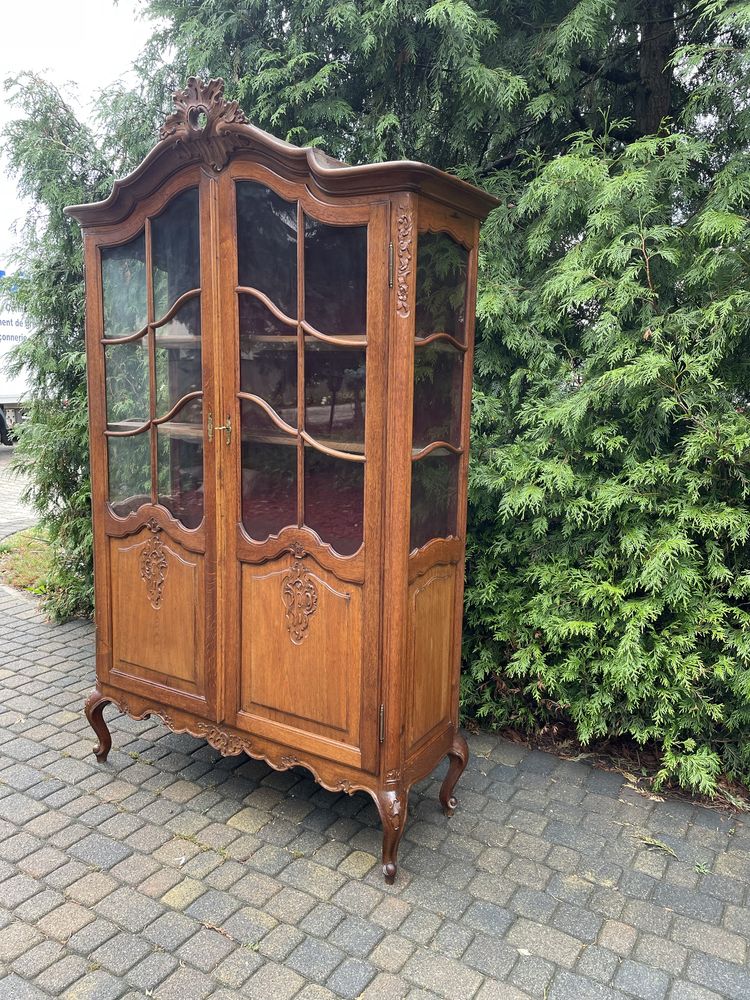 Biblioteka witryna ludwikowska dwudrzwiowa dąb Ludwik XV na książki