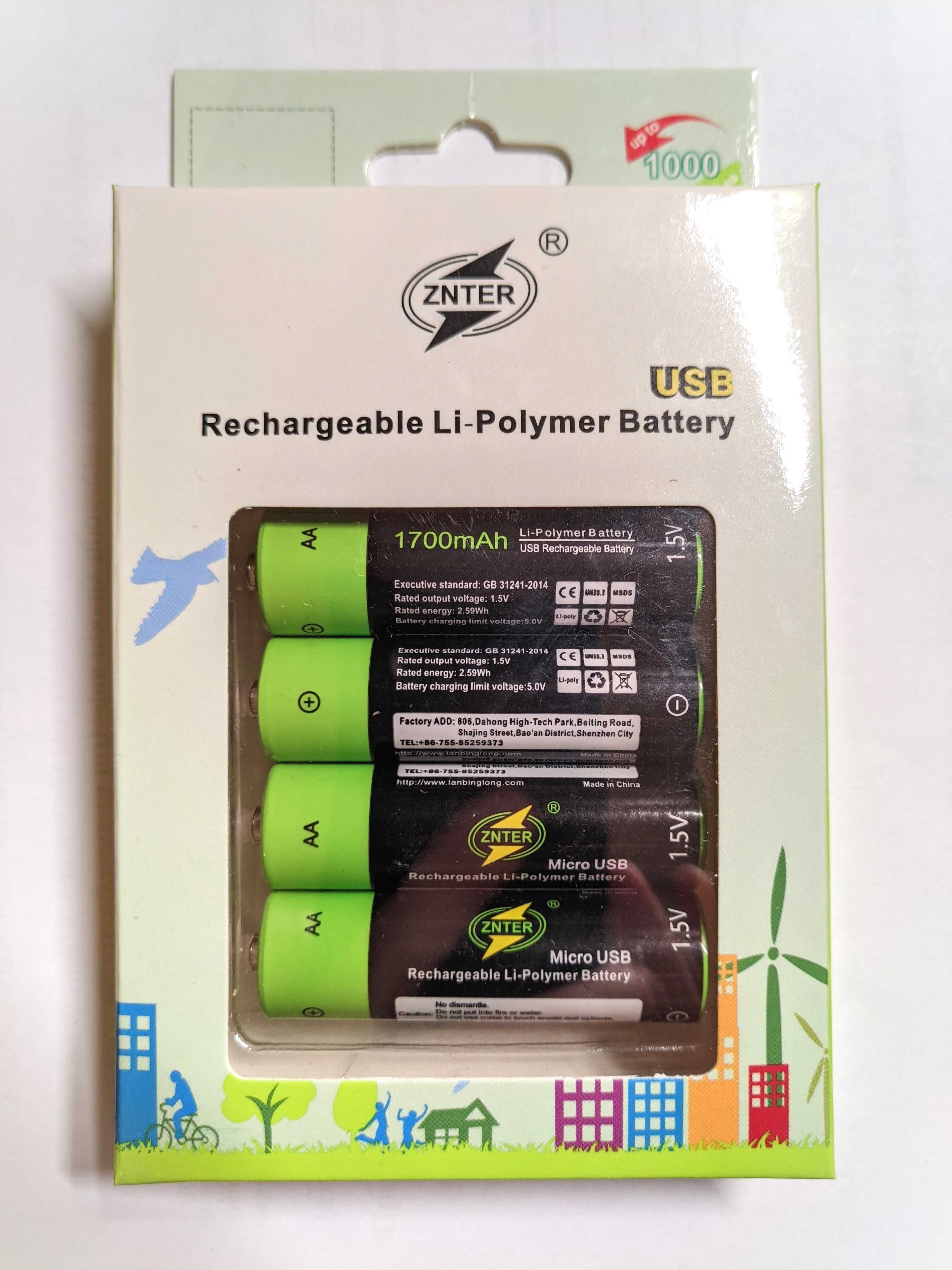 АКЦІЯ! Акумулятор ZNTER AA AAA 1.5V Type-C ОРИГІНАЛ Гарантія