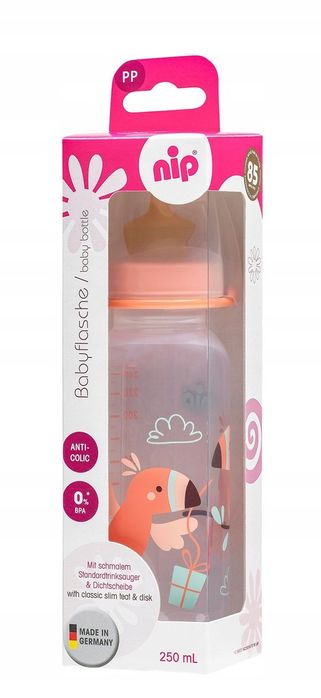 nip Butelka standard 250 ml, girl, 6m+, smoczek M latex