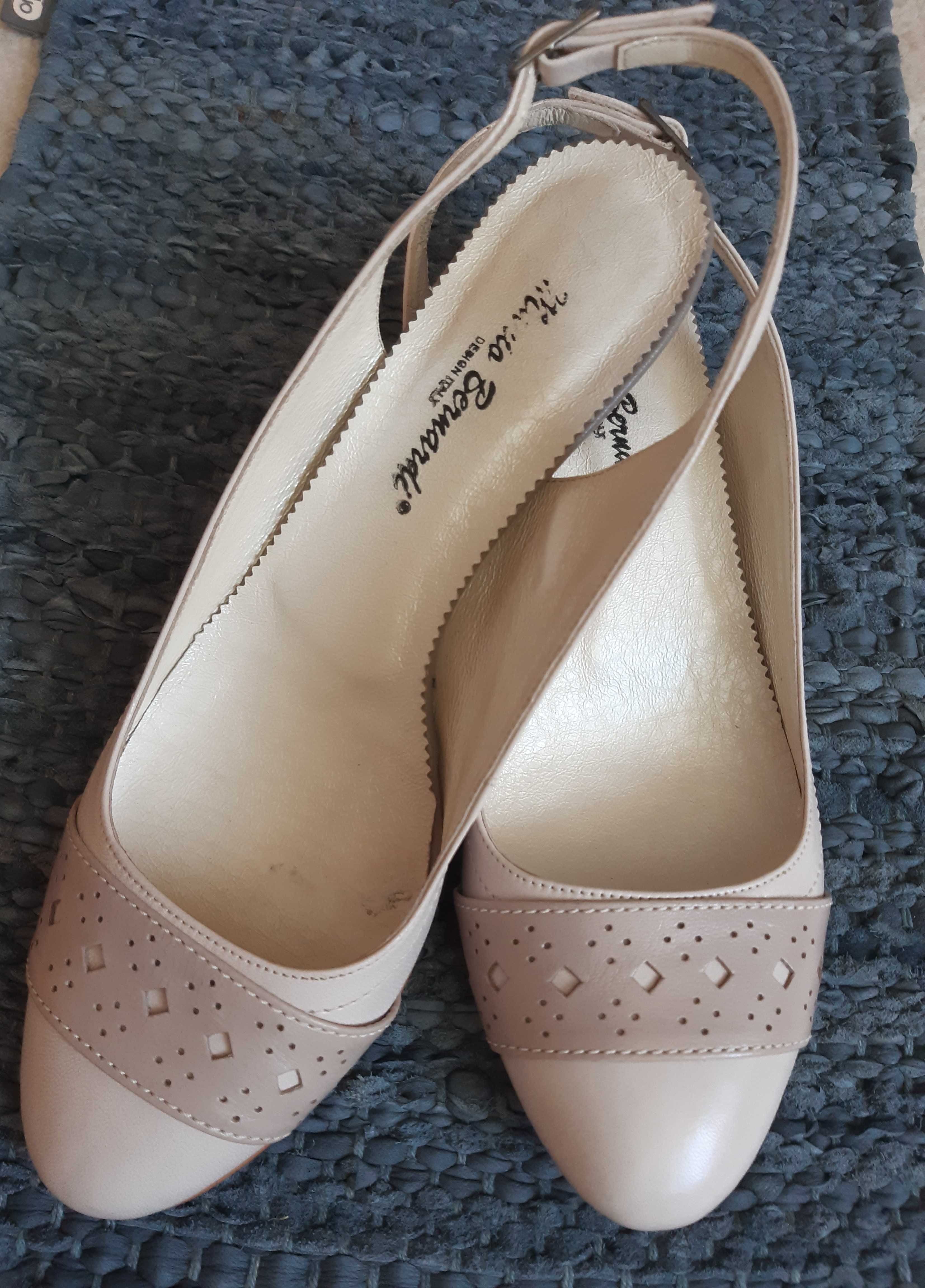Nowe polskie skórzane buty letnie sandałki Miss Bernardi, rozmiar 42