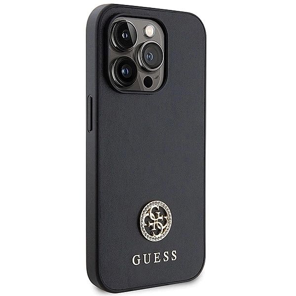 Etui Guess Strass Metal Logo na iPhone 13 Pro Max 6.7" - czarne