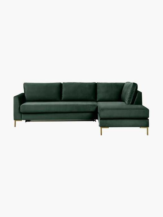Rozkładana sofa narożna z aksamitu Luna (3-osobowa) West