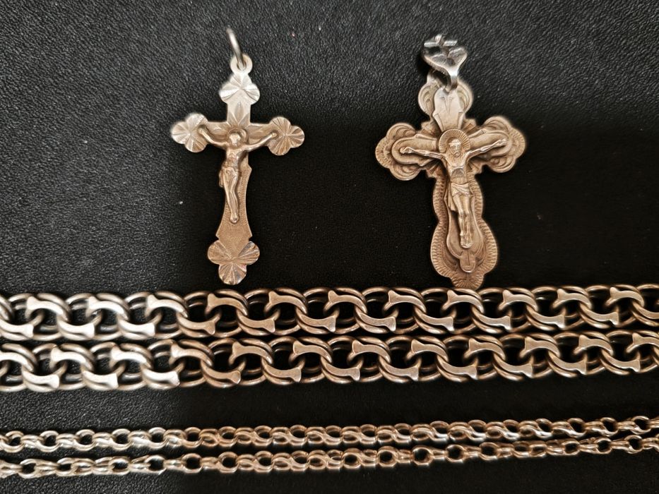 Срібний хрестик з ланцюжком — 2 комплекти
