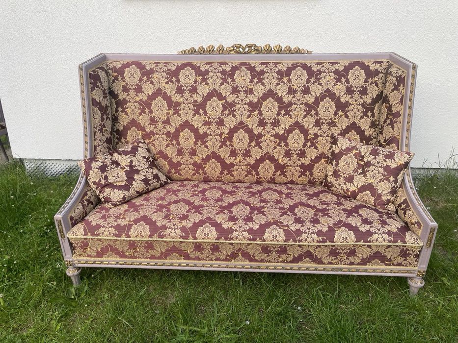 Komplet mebli Ludwik XIV XV, Kanapa, stolik, fotele, krzesła, stół