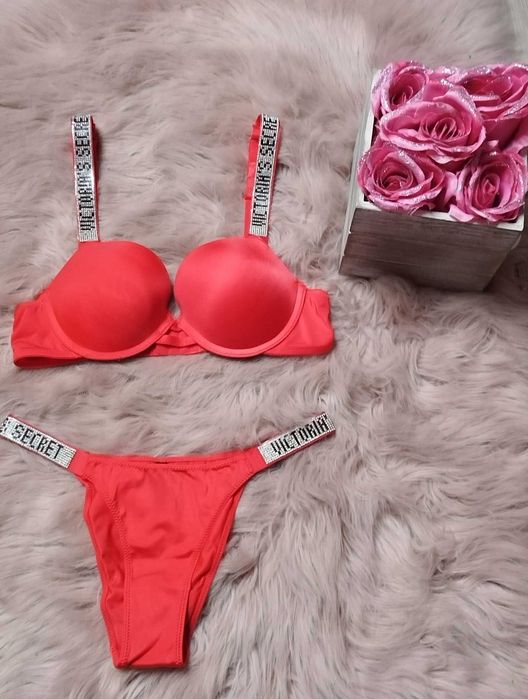 sexi komplet bielizny victoria secrwt prezent cyrkinie błysk cyrkonia