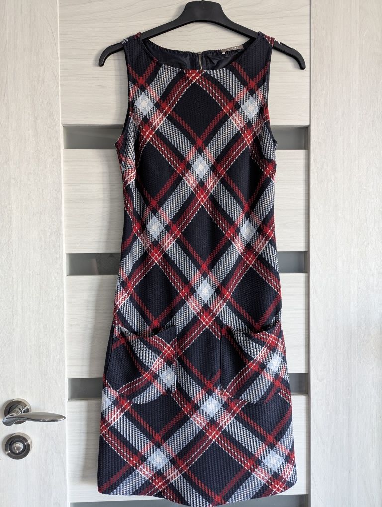 Sukienka mini, granatowo - czerwona