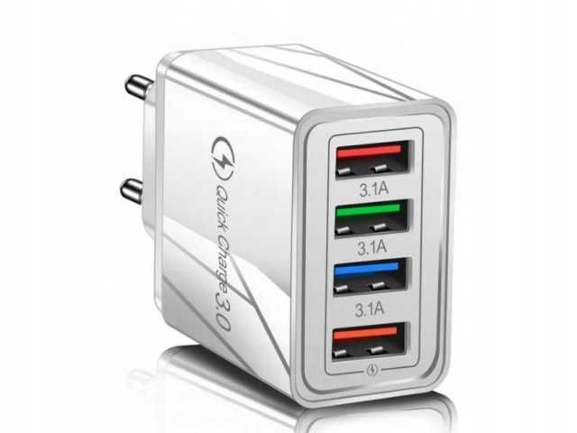 Ładowarka Kostka 4 USB Do Ładowania Szybka Quick Charge 3.0