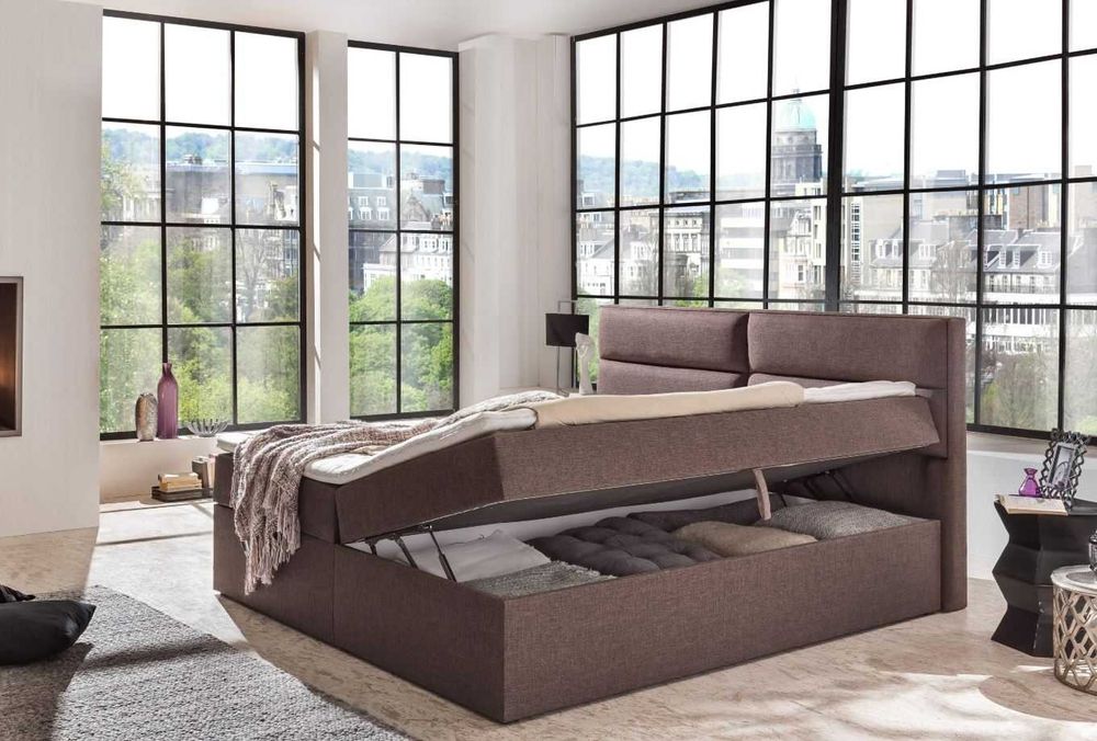 Łóżko kontynentalne z pojemnikami i materacami 160x200 od producenta