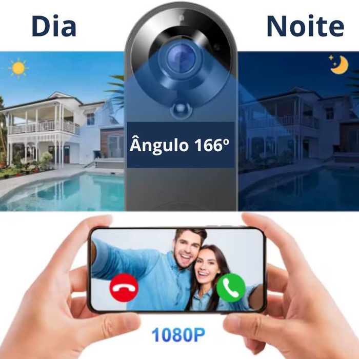 Campainha Vídeo Porteiro Intercomunicador com Câmara Wi-fi - NOVO