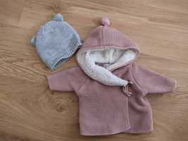 Zara kurteczka sweterek 62 + czapka na wiosnę