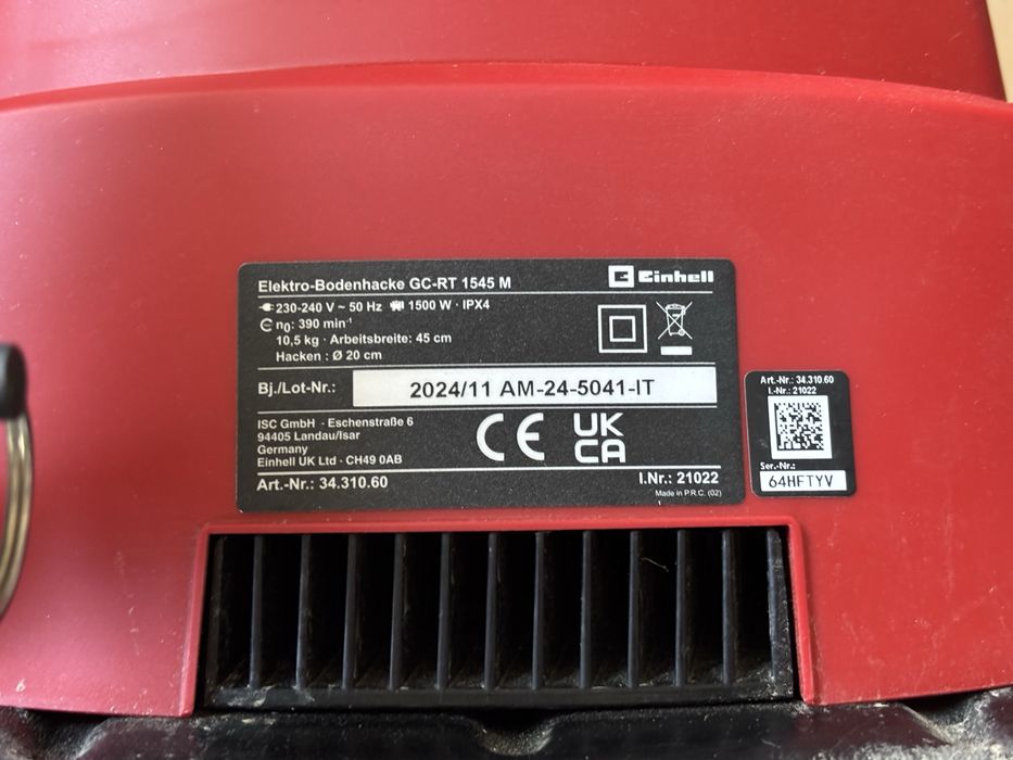 Культиватор електричний електрична сапа Einhell GC-RT 1545 M