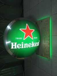 Reclame luminoso dupla face Heineken 70cm diametro