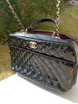 Chanel oryginalne vintage lakierowana duża torebka