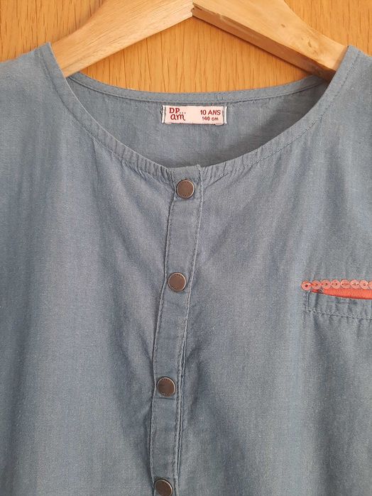 Vestido algodão azul ganga -10 anos (140 cm)