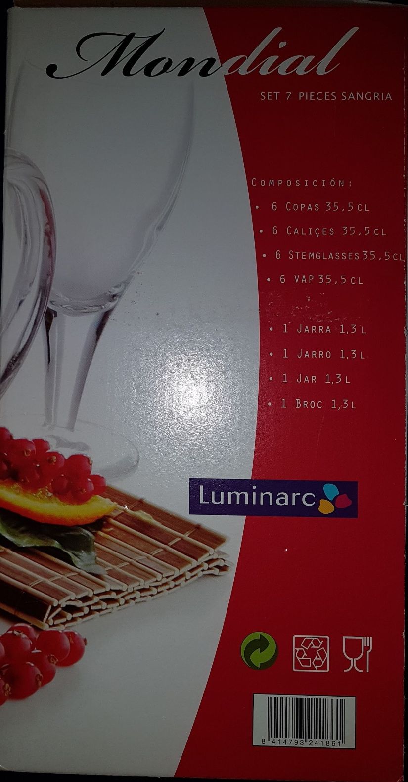 Set Sangria LUMINARC (1 jarro e 6 copos para Sangria (NOVO))