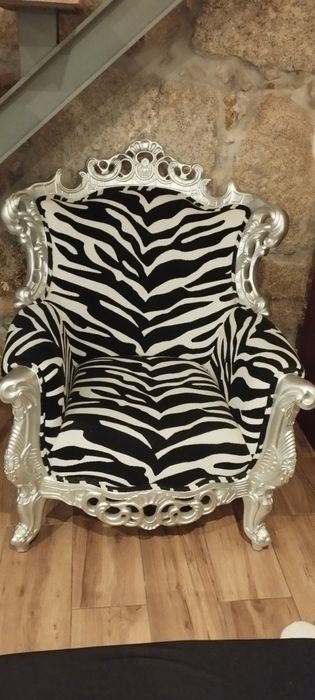 Poltrona/ Baroque Armchair King Zebra / Silver