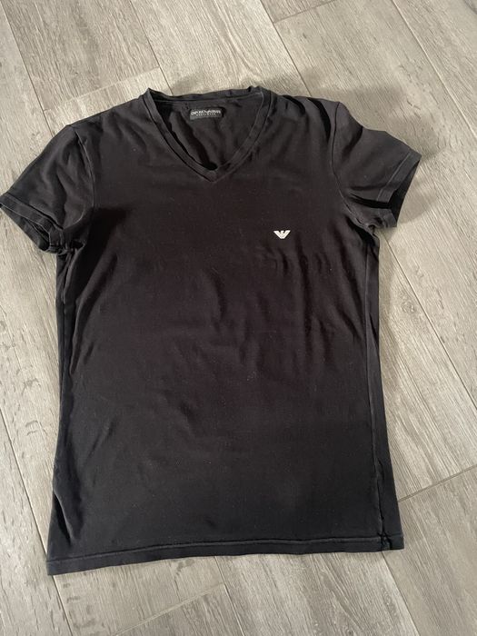 Emporio Armani T-shirt męski czarny logowany S