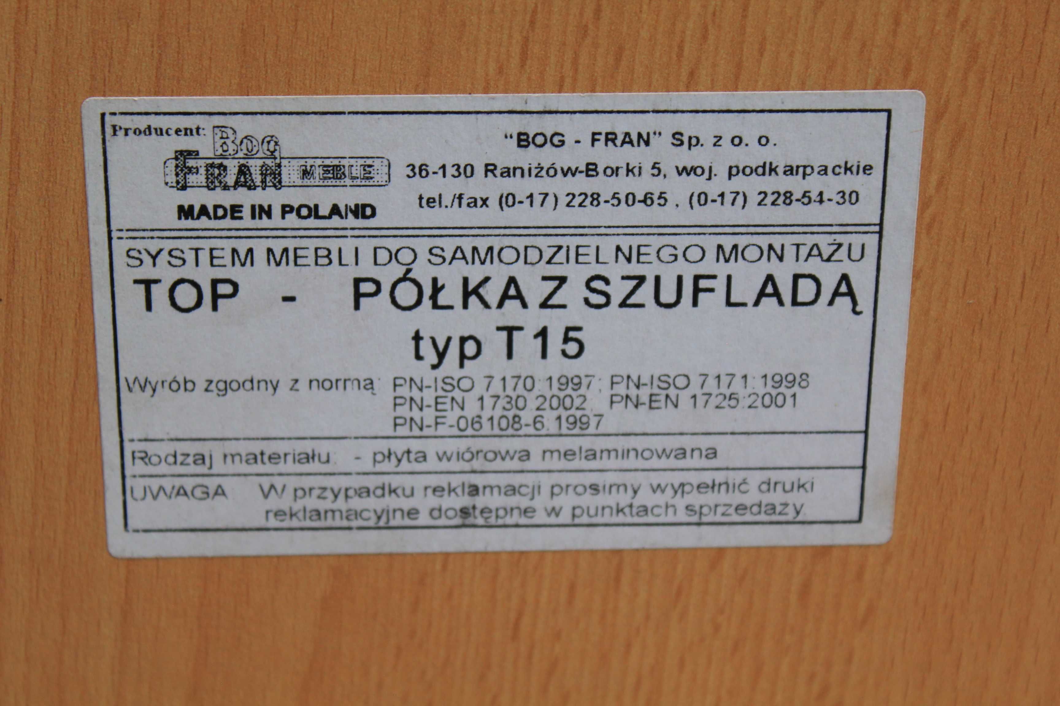 Szafka wisząca z szufladkami - półka
