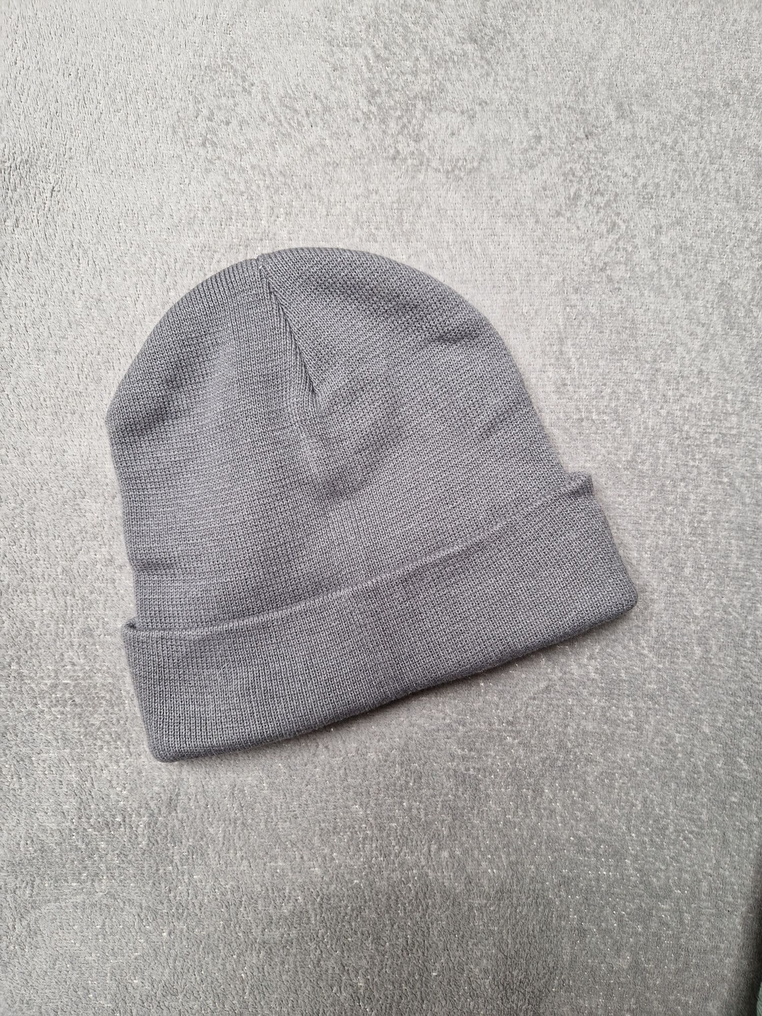 Nowa czapka beanie szara 100% bawełna