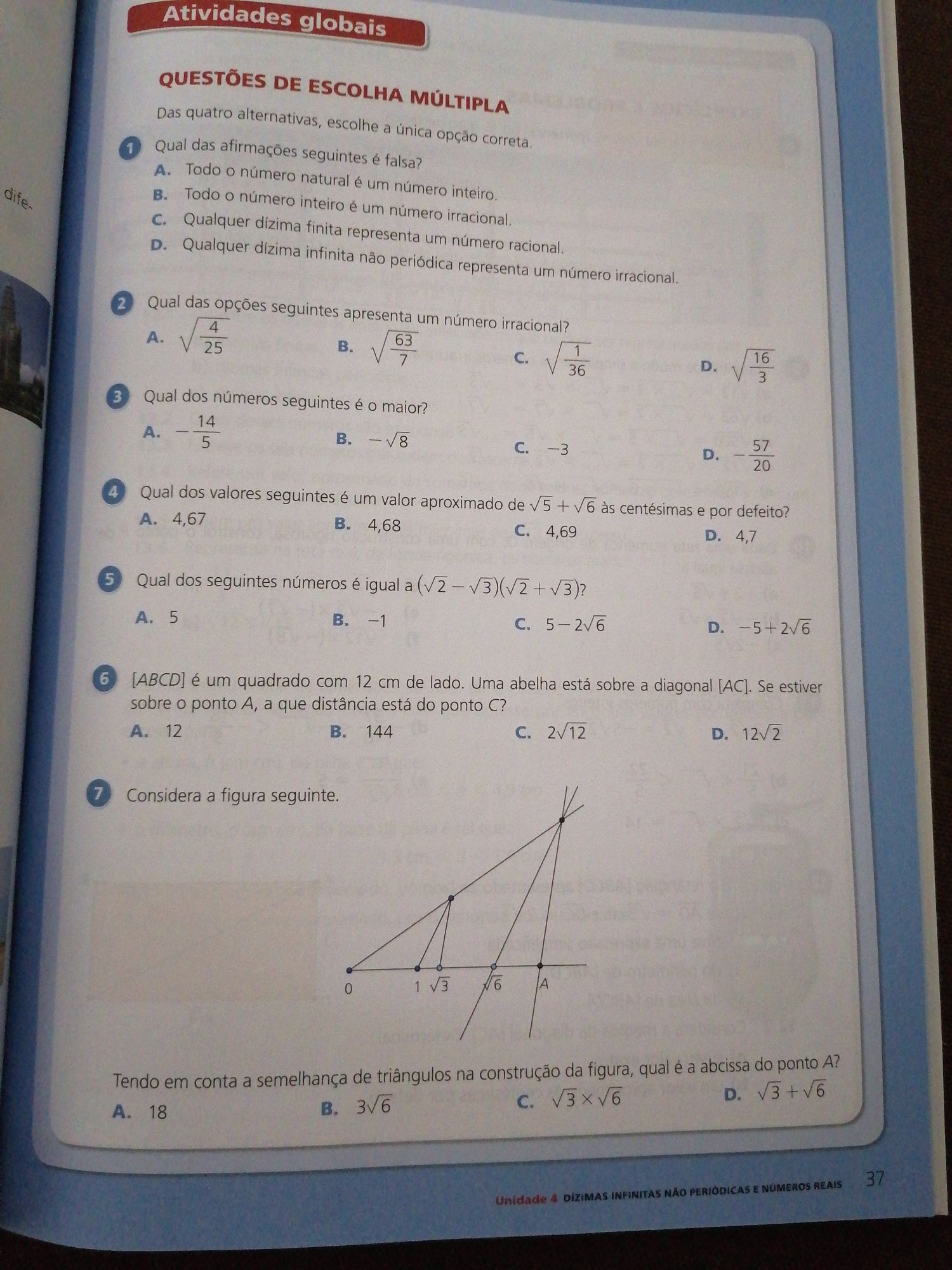 Caderno de atividades de Matemática para o 8 ano