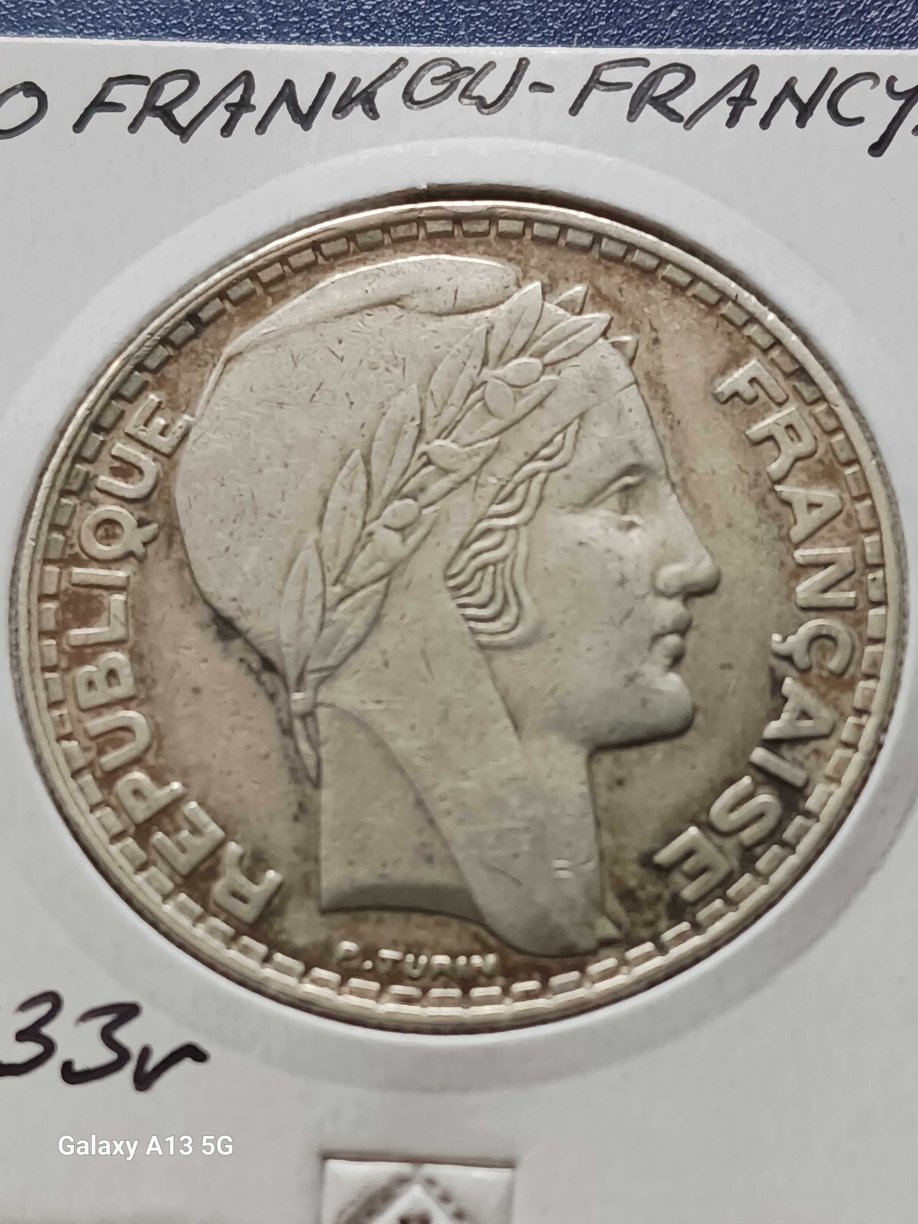 20 Franków - Francja 1933 r. - piękny stan -srebro